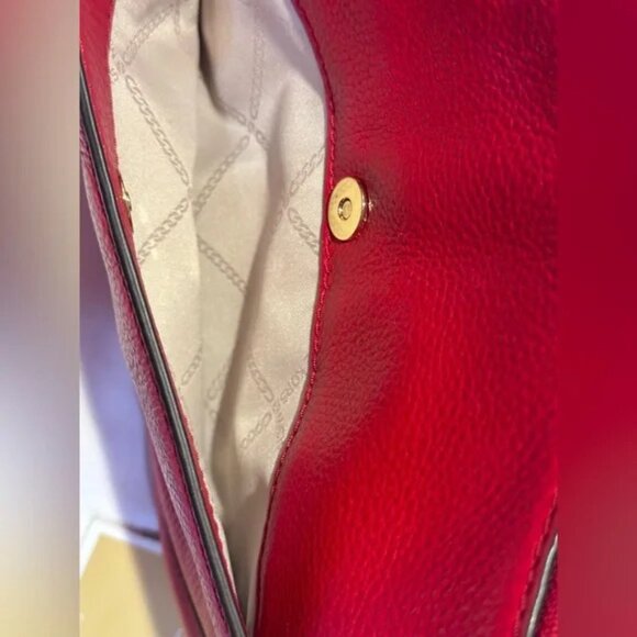 Michael Kors Crossbody Purse Red Gold Chain Strap & Long Adjustable Strap MINT - Picture 11 of 12